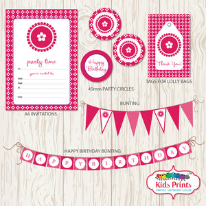 Pink Dots Party | Printable Stationery - Kids Prints Online
