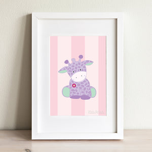 Baby Giraffe Pink Print - Kids Prints Online