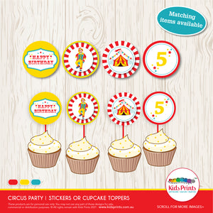 Circus Party | Circle Cupcake Toppers | Kids Prints