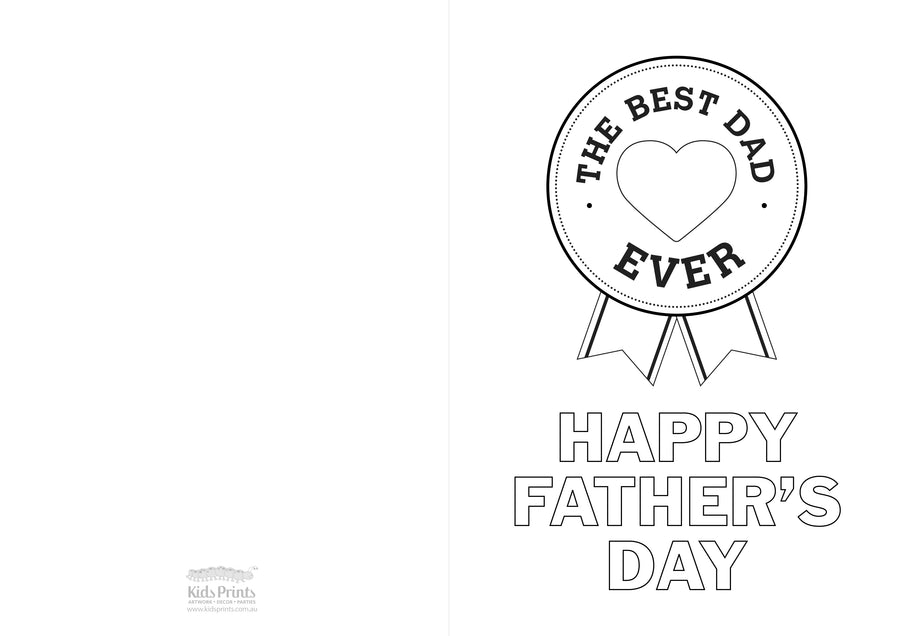 Free Colour In Fathers Day Card - Best Dad Ever - Kids Prints Online