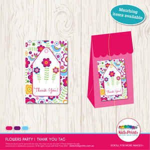Flowers Party | Thank you Tag | Kids Prints