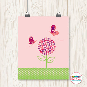 Flower with Butterflies Print - Kids Prints Online