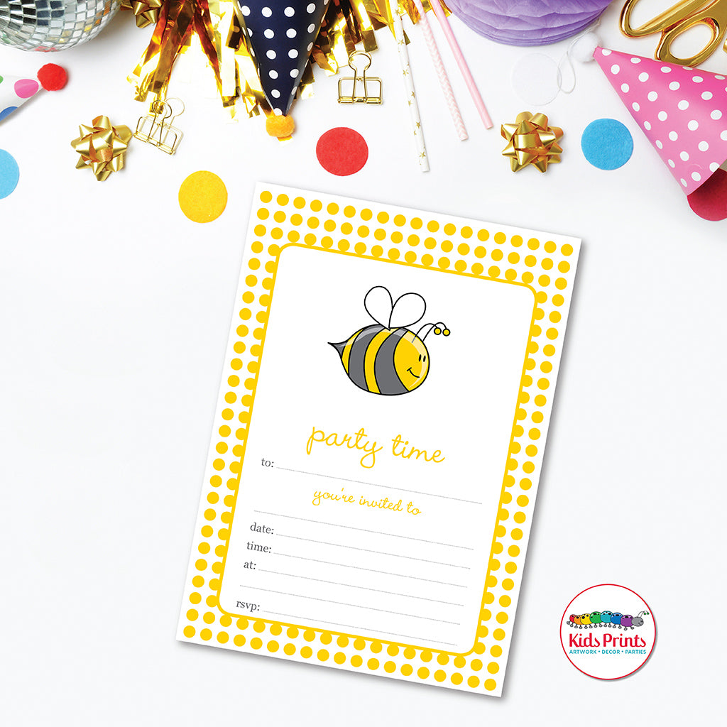 Happy Bee Printable Birthday Invitation - Kids Prints Online