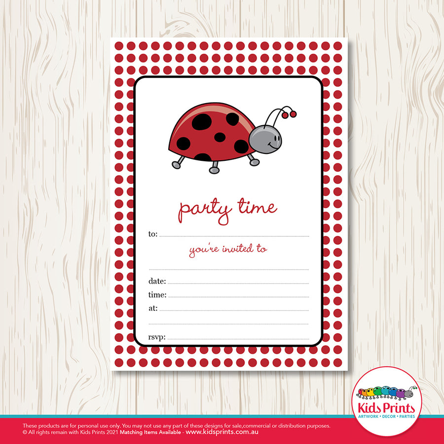 Ladybug Printable Birthday Invitation - Kids Prints Online