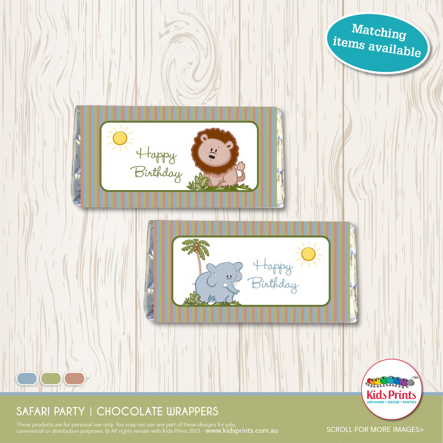 Safari Party | Chocolate Wrapper | Elephant | Kids Prints