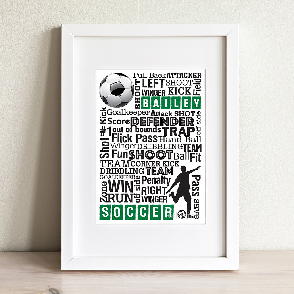 Personalised Soccer Typographical Print - Kids Prints Online