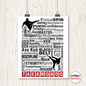 Taekwondo Typographical Print - Kids Prints Online