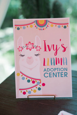Llama Party | A4 Adoption Center Sign - Kids Prints Online