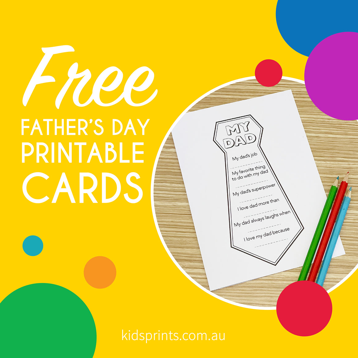 Free Colour In Fathers Day Card