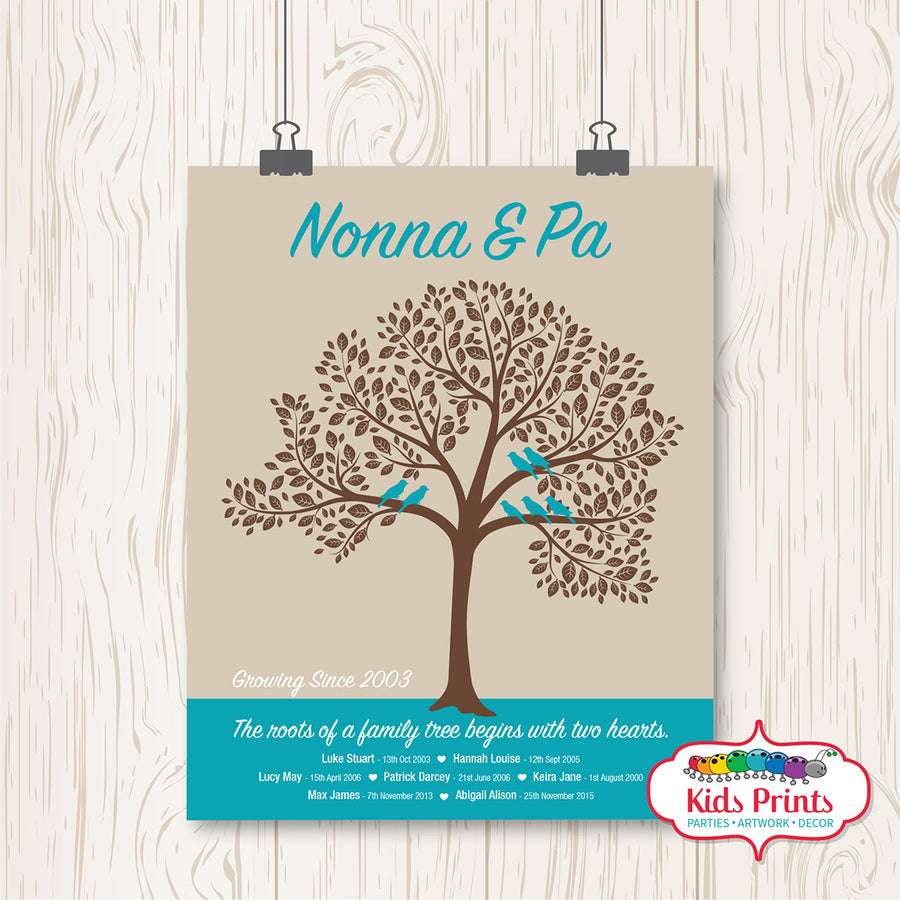 Family Tree Print - Nonna & Pa - Kids Prints Online