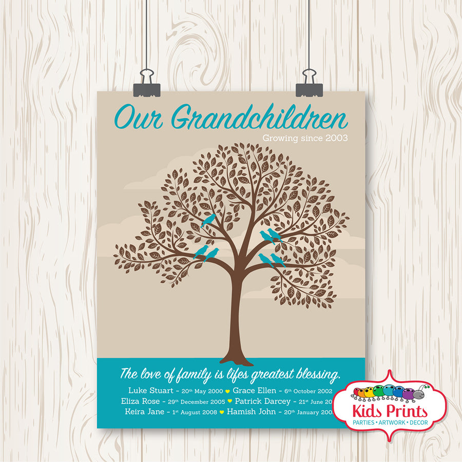 Family Tree Print - Our Grandchildren - Kids Prints Online