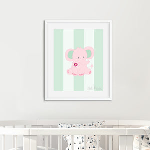 Baby Elephant Green Print - Kids Prints Online