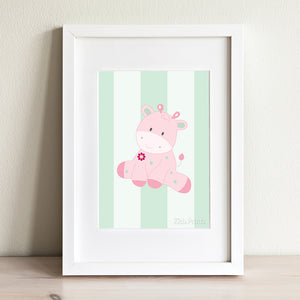 Baby Hippo Green Print - Kids Prints Online