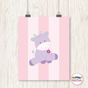Baby Hippo Pink Print - Kids Prints Online