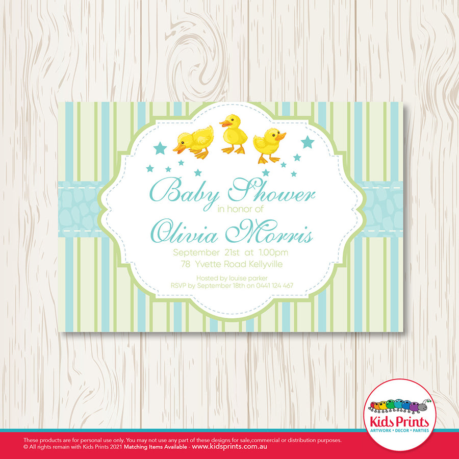 Cute Ducks | Printable Baby Shower Invitation - Kids Prints Online