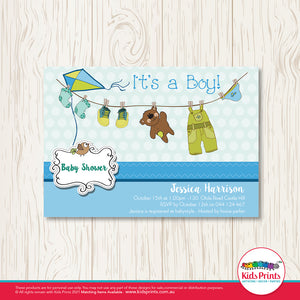 Boy's Washing Line | Printable Baby Shower Invitation - Kids Prints Online