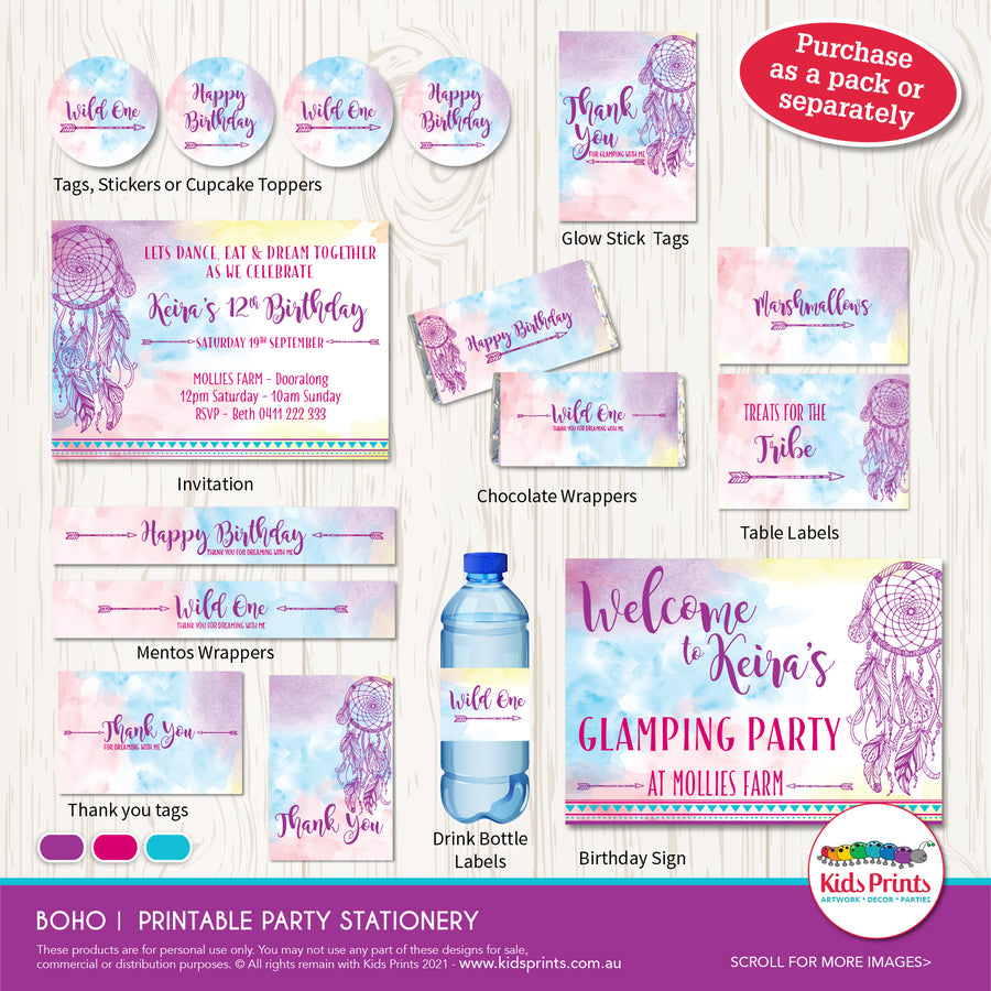Boho | Table Labels | Party Printables - Kids Prints