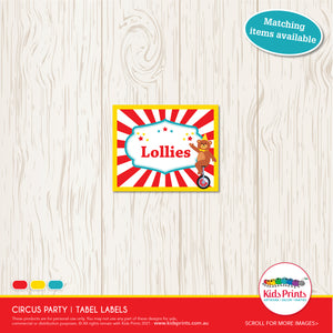Circus Party | Table Label  |  Kids Prints