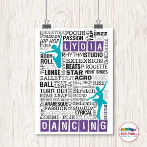 Personalised Dancing Typographical Print - Kids Prints Online