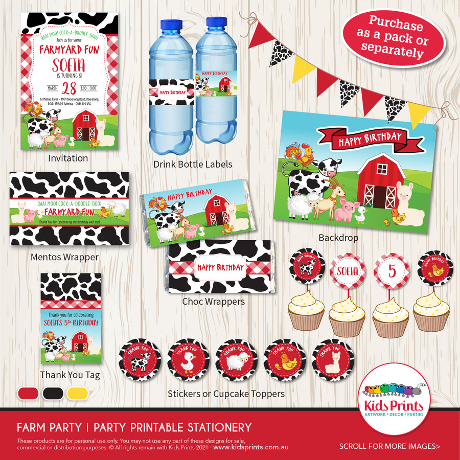 Farm Animal | Mentos Wrapper | Party Printables | Kids Prints