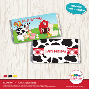 Farm Animal Party | Chocolate Wrapper | Party Printables | Kids Prints