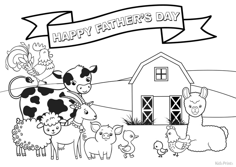 Kids Prints_Fathers Day Farm Colouring in