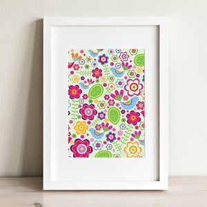 Floral Pattern Green Print - Kids Prints Online