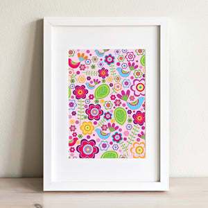 Floral Pattern Pink Print - Kids Prints Online