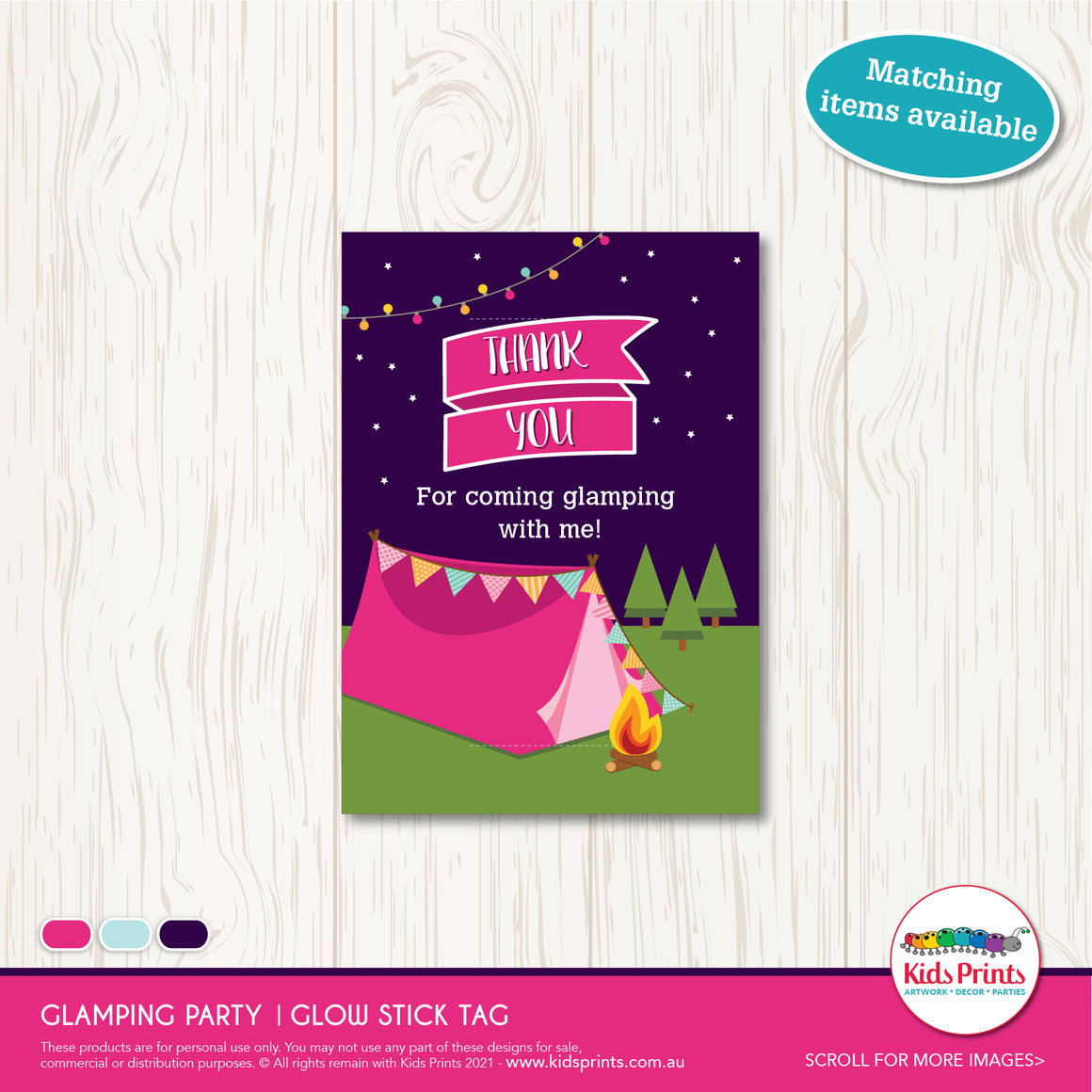 Glamping Party | Glow Stick Label - Kids Prints