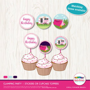 Glamping Party | Cupcake Toppers | Kids Prints