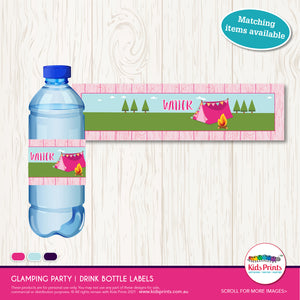 Glamping Party | Drink Bottle Label | Kids Prints