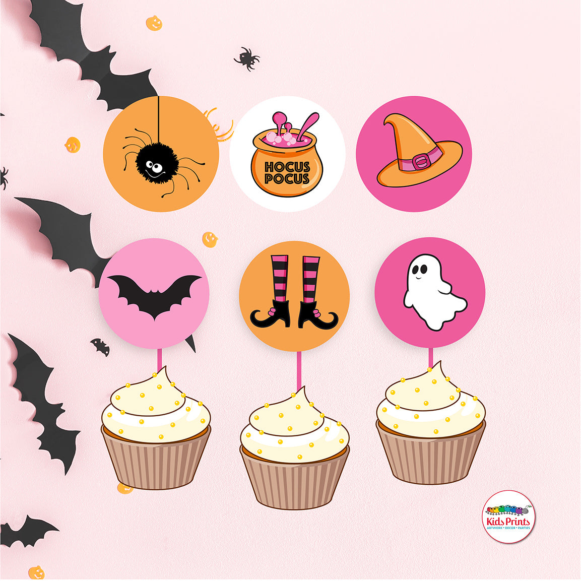 Halloween | Circle Cupcake Toppers - Stickers | Party Printables - Kids Prints