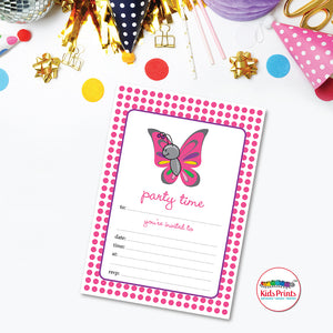 Happy Butterfly Printable Birthday Invitation - Kids Prints Online