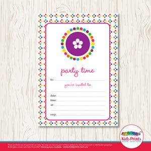 Coloured Dots Printable Birthday Invitation - Kids Prints Online