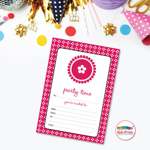 Pink Dots Printable Birthday Invitation - Kids Prints Online