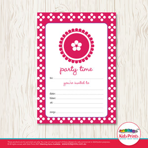Pink Dots Printable Birthday Invitation - Kids Prints Online