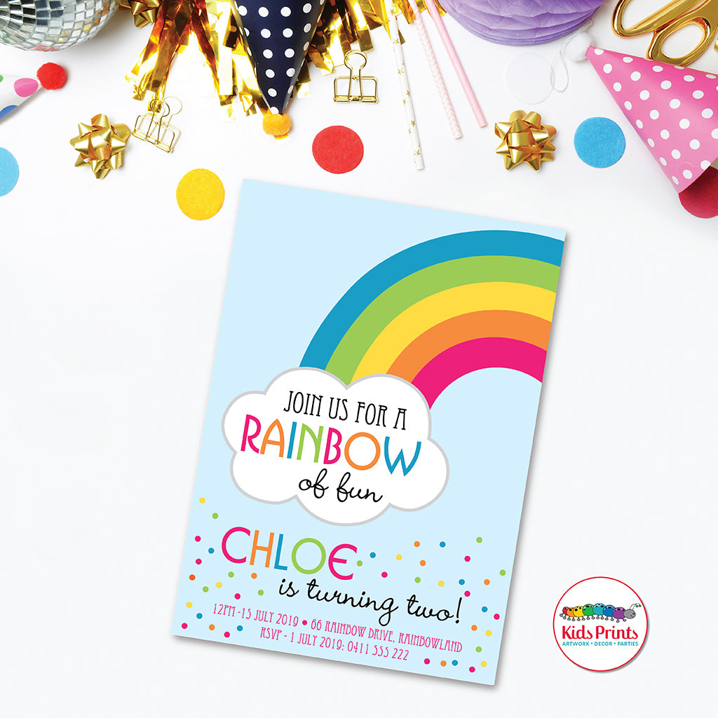Rainbow Printable Birthday Invitation - Kids Prints Online