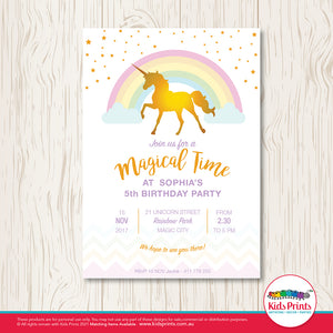 Unicorn Printable Birthday Invitation - Kids Prints Online