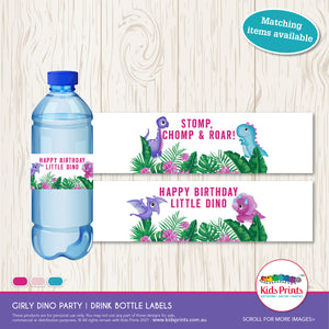 Little Dino Party | Drink Bottle Label | Kids Prints