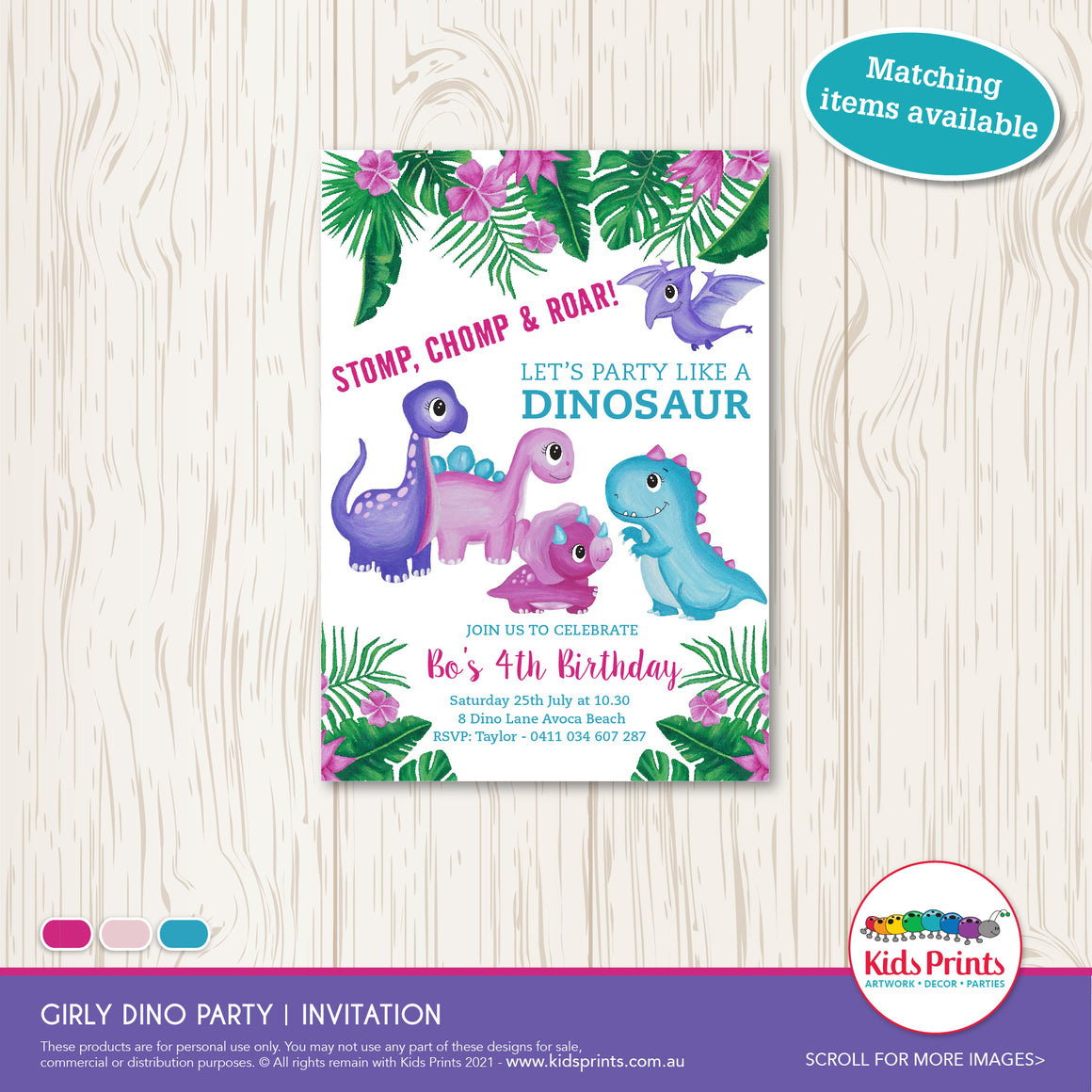 Little Dino Party | Invitation | Kids Prints