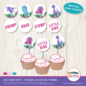 Little Dino Party | Stickers | Kids Prints