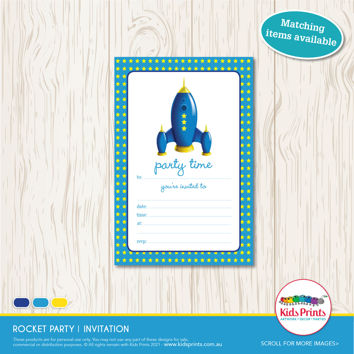 Rocket Party | Invitation | Kids Prints