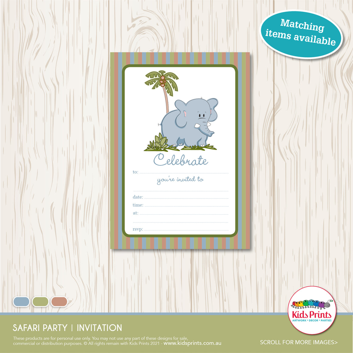 Safari Party | Invitation Elephant | Kids Prints