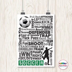 Soccer Typographical Print - Kids Prints Online