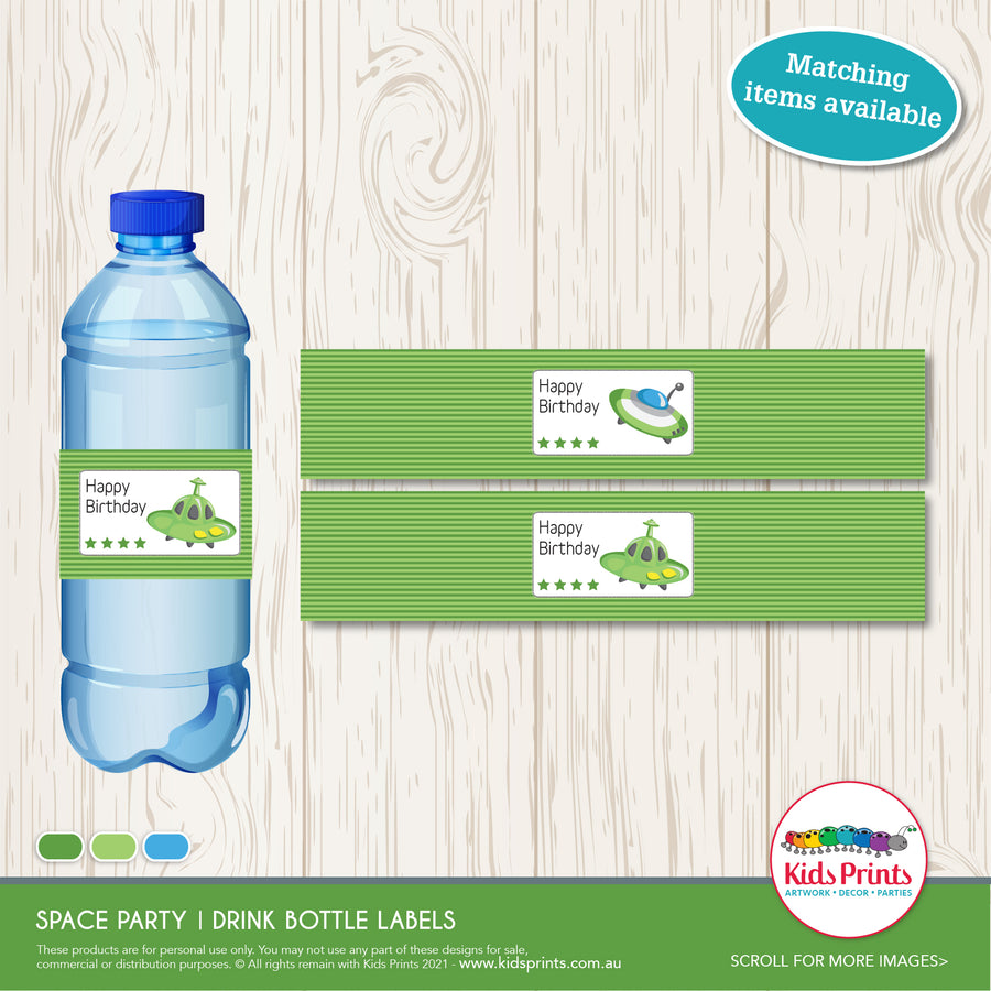 Space Party | Drink Label | Kids Prints